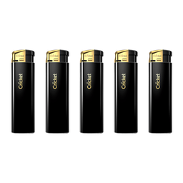 [ihl049b] Lighters Cricket Original Electronic Black and Gold Box of 50