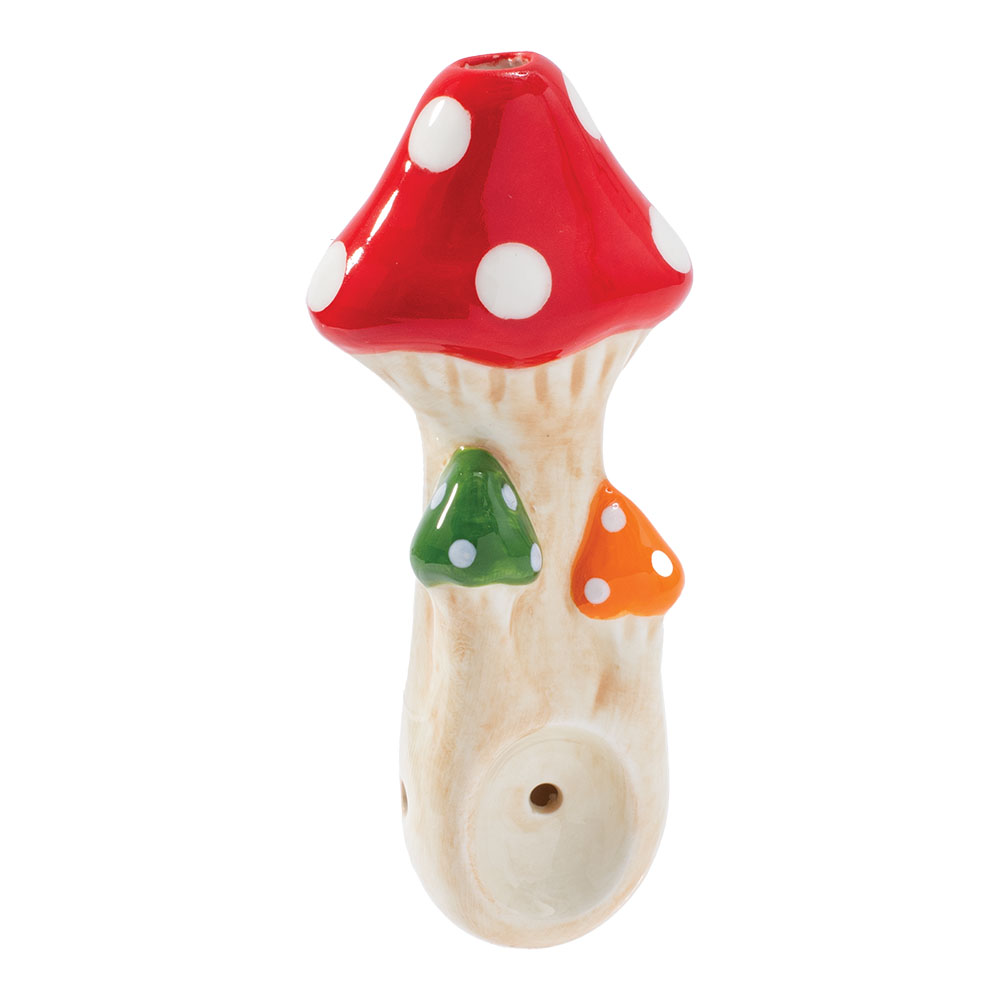 Ceramic Pipe Wacky Bowlz Tri Mushroom 4"