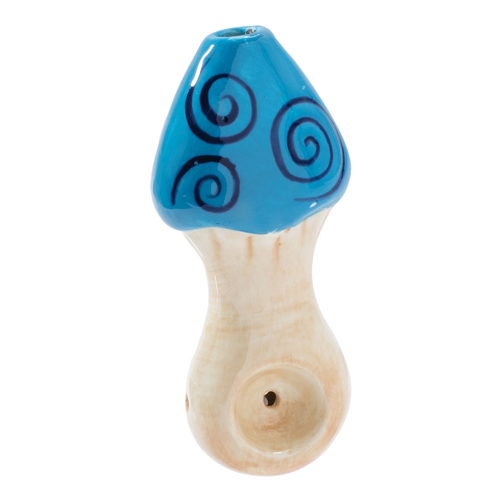 Ceramic Pipe Wacky Bowlz Blue Swirl Mushroom 4"
