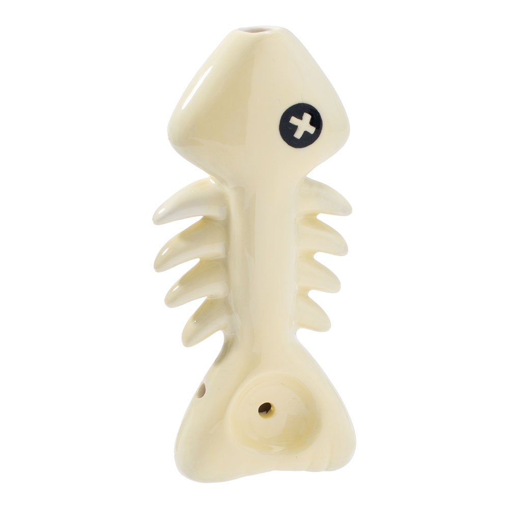 Ceramic Pipe Wacky Bowlz Fish Skeleton 4"