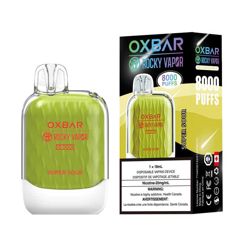 *EXCISED* Oxbar Rocky Vapor G8000 Super Sour Box of 5