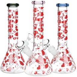 [gfa100] Glass Bong Pulsar Hearts And Kisses 9.75"