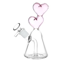 [gfa104] Glass Bong Hearts Converge Glass Water Pipe 6.75"