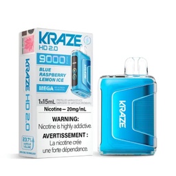 [krv1201b] *EXCISED* Kraze Disposable Vape HD 2.0 Rechargable 650mAh Blue Raspberry Lemon Ice 15ml Box of 5
