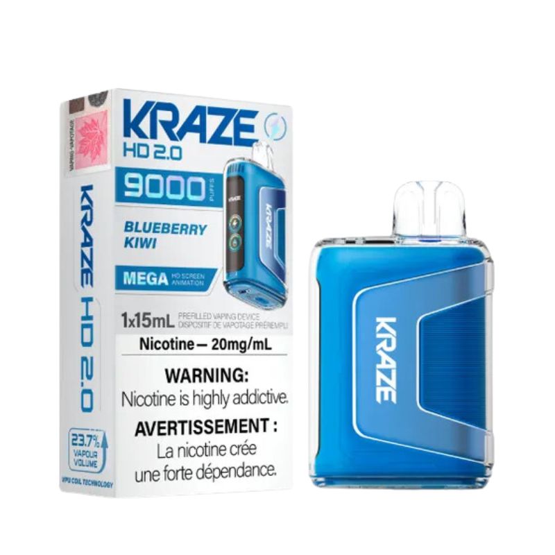 *EXCISED* Kraze Disposable Vape HD 2.0 Rechargable 650mAh Blueberry Kiwi 15ml Box of 5