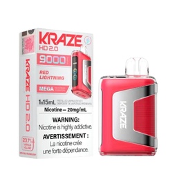 [krv1211b] *EXCISED* Kraze Disposable Vape HD 2.0 Rechargable 650mAh Red Lightning 15ml Box of 5