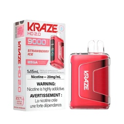 [krv1214b] *EXCISED* Kraze Disposable Vape HD 2.0 Rechargable 650mAh Strawberry Ice 15ml Box of 5