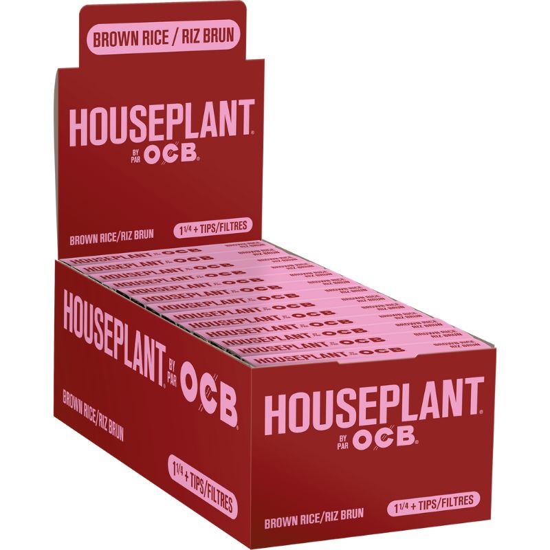 Rolling Papers Houseplant by OCB Brown Rice 1.25 Box of 24  With Filters
