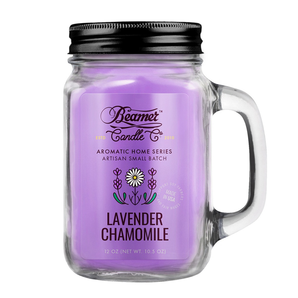 Candle Beamer Aromatic Home Series Lavender Chamomile Large Glass Mason Jar 12oz