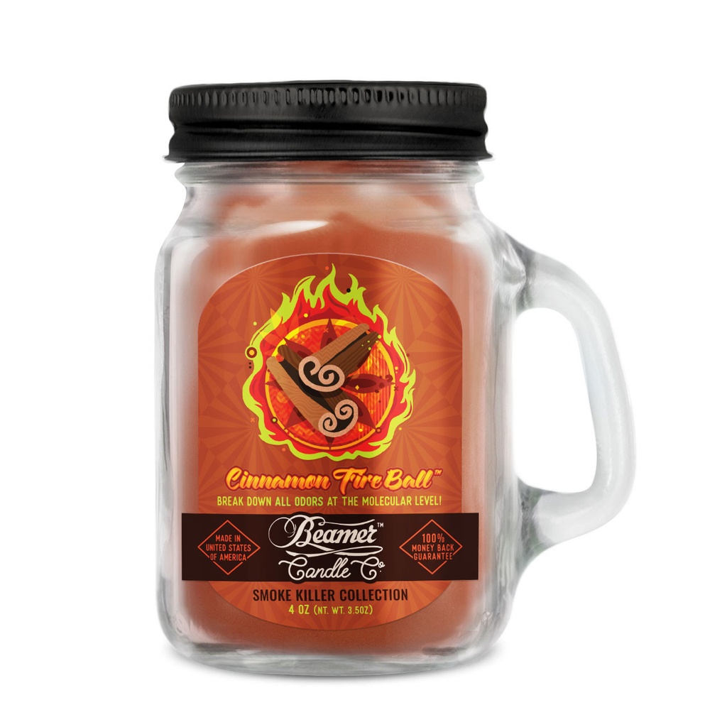 Candle Beamer Double Shot Smoke Killer Collection Cinnamon Fireball Small Glass Mason Jar 4oz