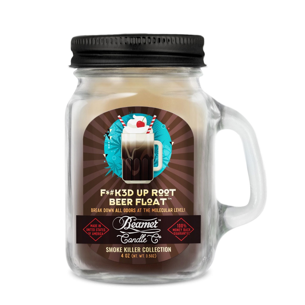 Candle Beamer Double Shot Smoke Killer Collection F*#k3d Up Root Beer Small Glass Mason Jar 4oz