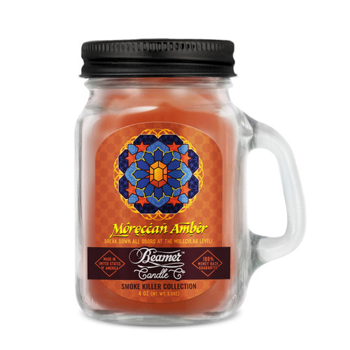 Candle Beamer Double Shot Smoke Killer Collection Moroccan Amber Small Glass Mason Jar 4oz