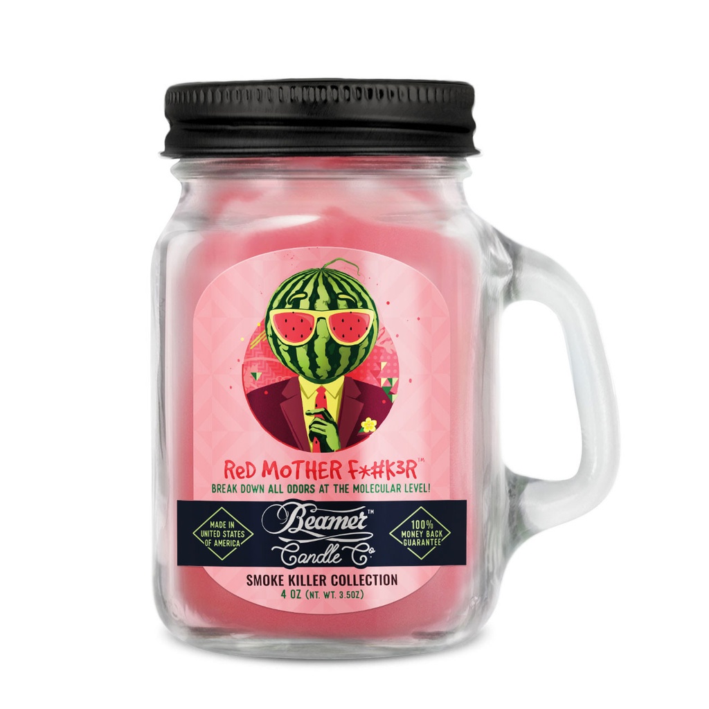 Candle Beamer Double Shot Smoke Killer Collection Red Mother F*#k3r Small Glass Mason Jar 4oz