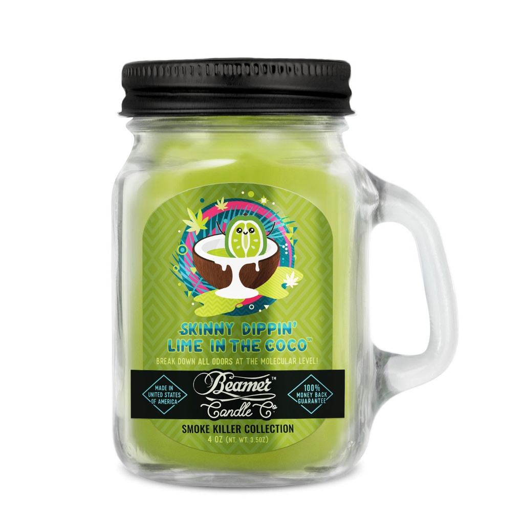 Candle Beamer Double Shot Smoke Killer Collection Skinny Dippin' Lime in the Coco Small Glass Mason Jar 4oz
