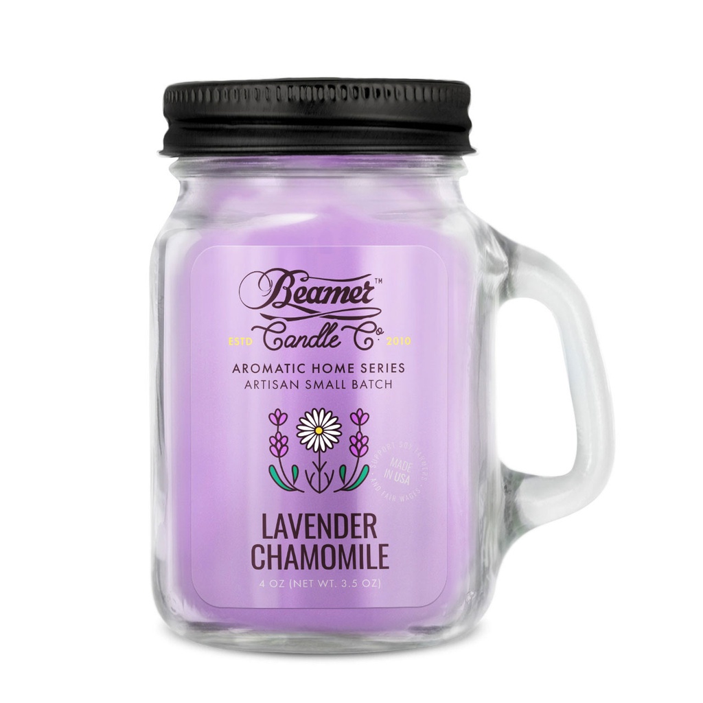Candle Beamer Double Shot Aromatic Home Series Lavender Chamomile Small Glass Mason Jar 4oz