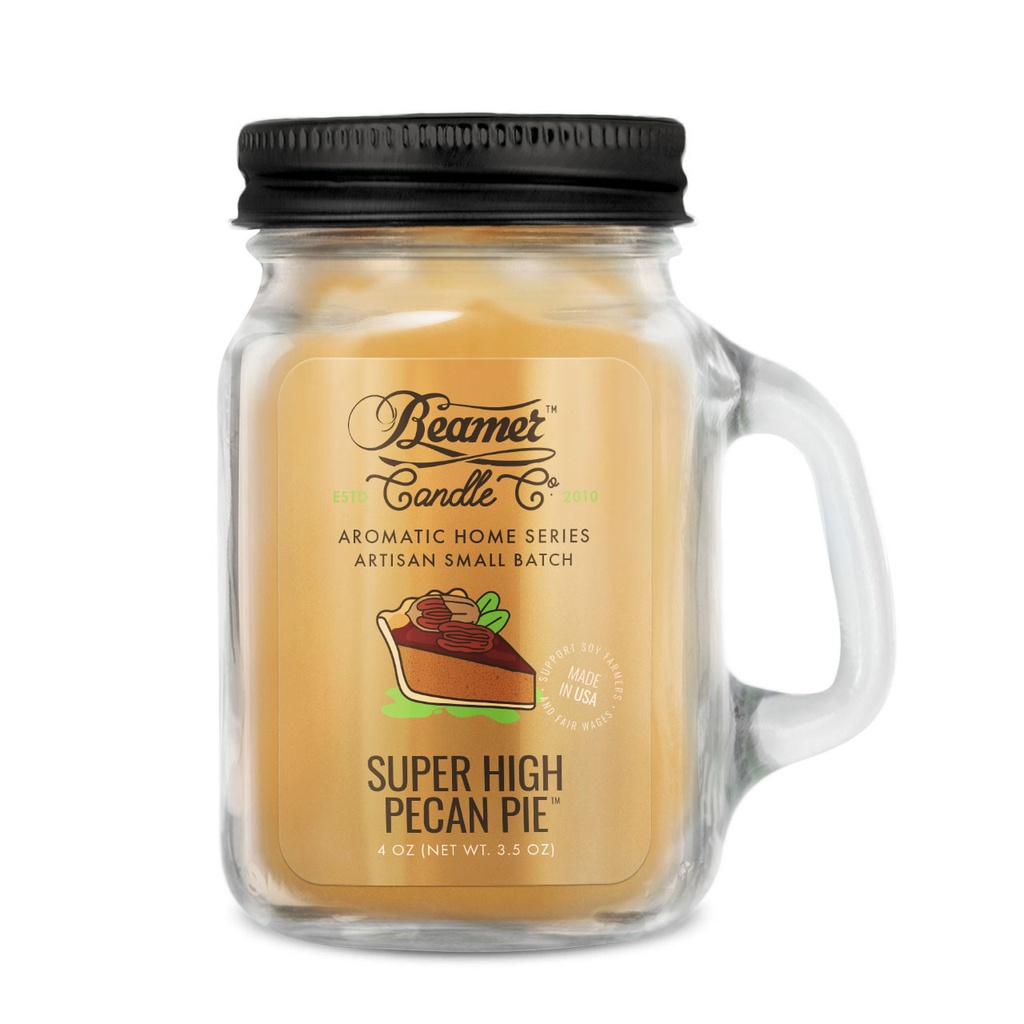 Candle Beamer Double Shot Aromatic Home Series Super High Pecan Pie Small Glass Mason Jar 4oz