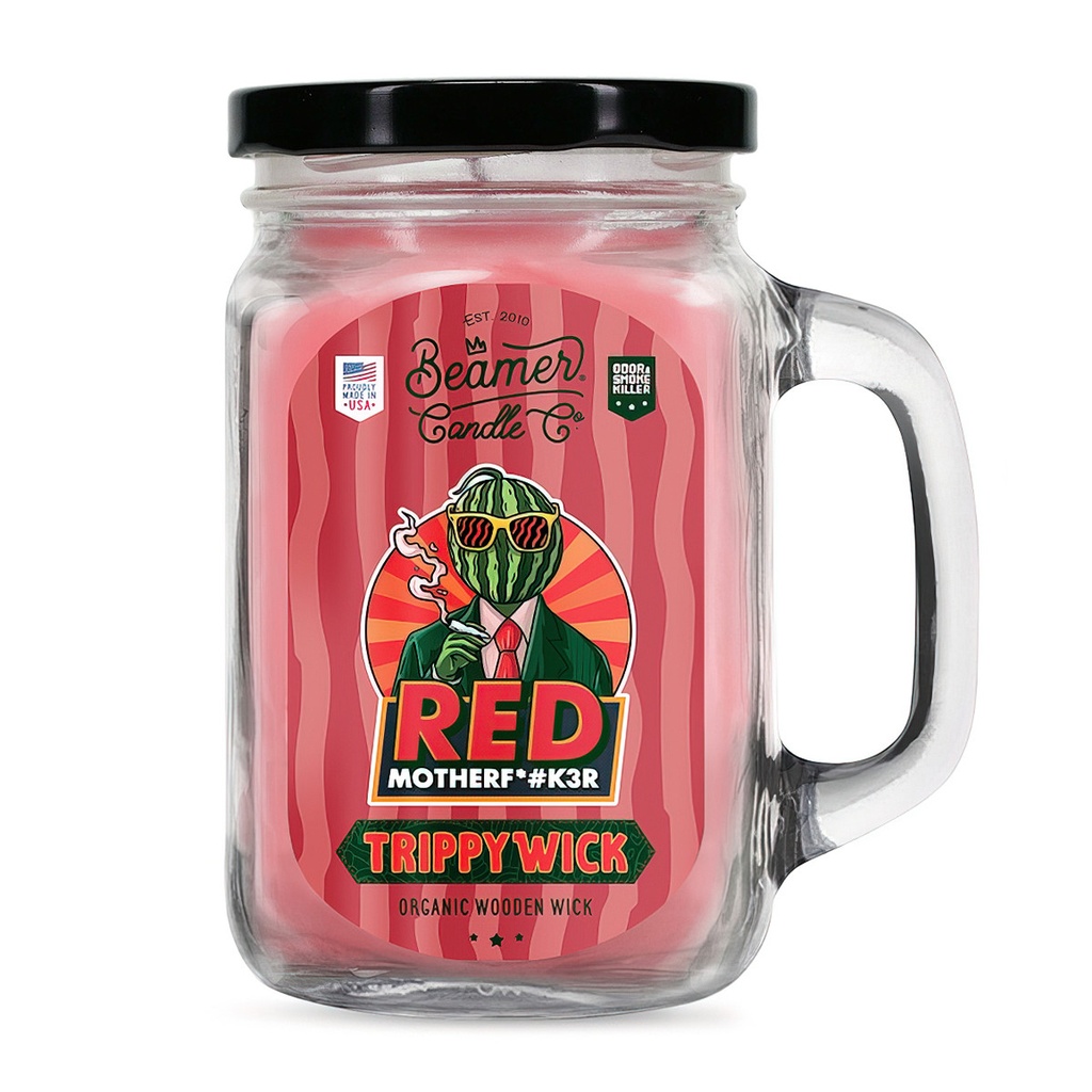 Candle Beamer TrippyWick Series Red Mother F*#k3r Large Glass Mason Jar 12oz