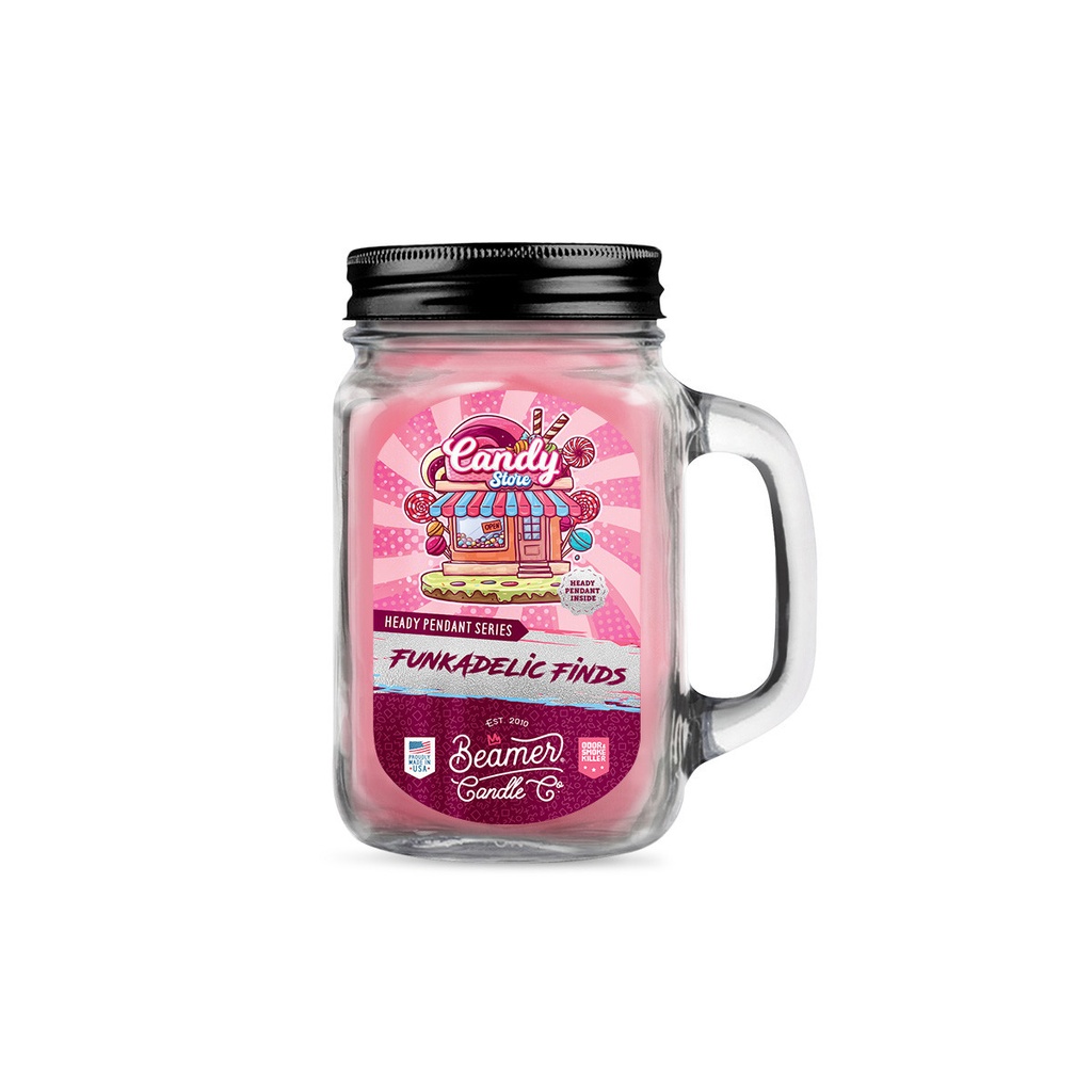 Candle Beamer Funkadelic Finds Collection Candy Store Large Glass Mason Jar 12oz