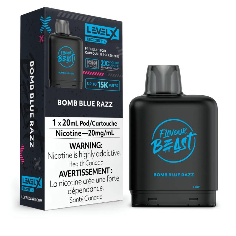 *EXCISED* Disposable Vape Flavour Beast Level X Boost Pod Bomb Blue Razz 20ml Box of 6