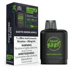 [fvb1506b] *EXCISED* Disposable Vape Flavour Beast Level X Boost Pod Gusto Green Apple 20ml Box of 6