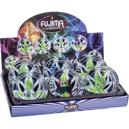 [ewt013b] Ashtrays Fujima Round Glass 3.5" "Monster Leaf" Designs Box of 6