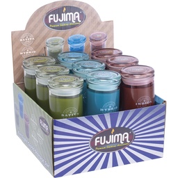 [ewt014b] Storage Fujima Glass Jar Sativa, Indica, Hybrid Designs Box of 9