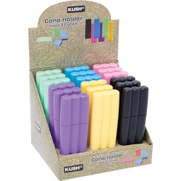[ewt065b] Storage KushRx Plastic Triple Cone Case Solid Color Box of 18