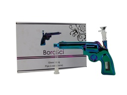 [bsb032] Glass Bong Borosci Metallic Pistol 10"
