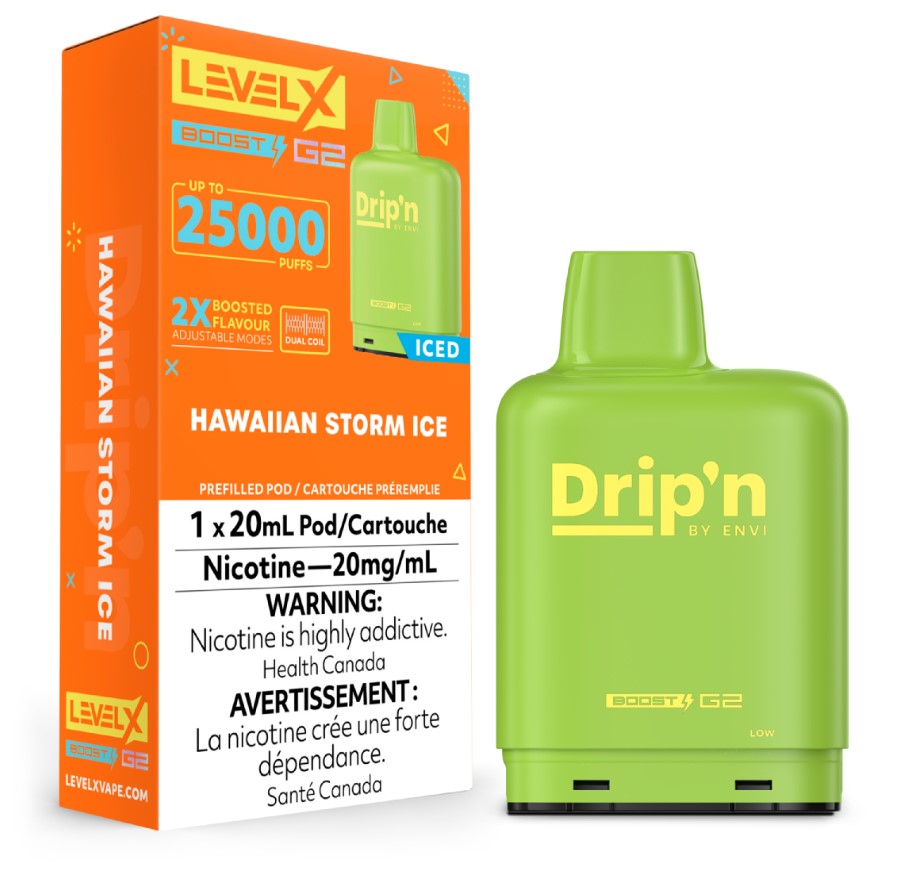 Alberta *EXCISED* Nicotine Pod Drip'n Level X Boost G2 Hawaiian Storm Ice Box of 6