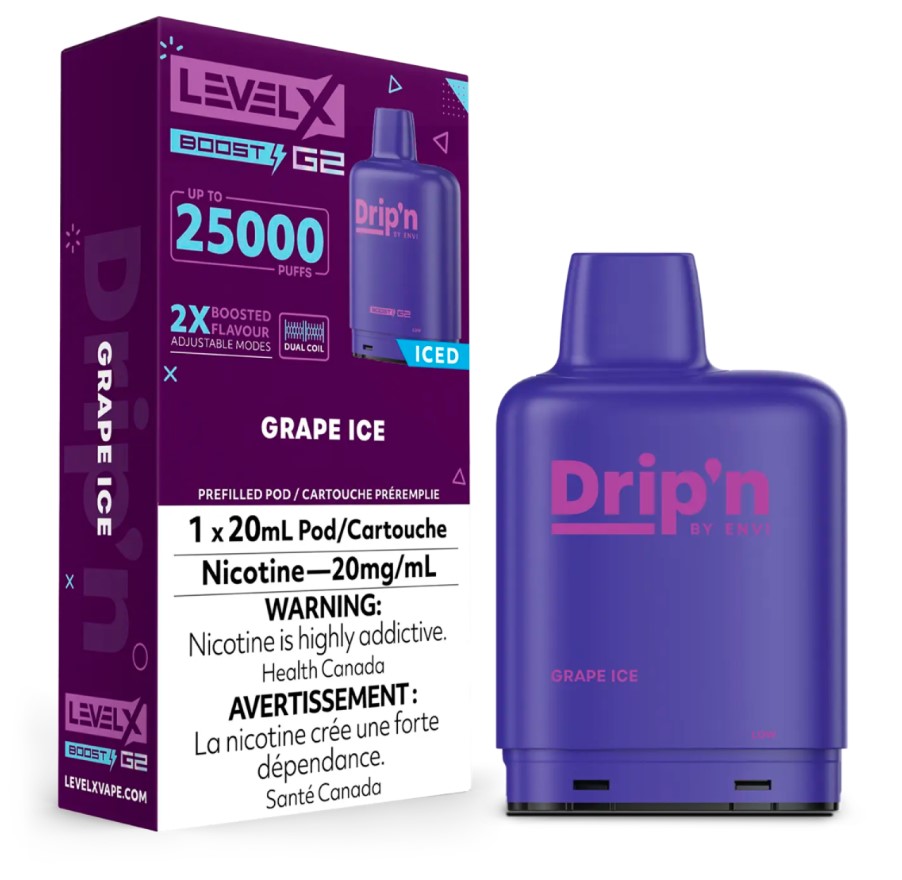 Manitoba *EXCISED* Nicotine Pod Drip'n Level X Boost G2 Grape Ice Box of 6