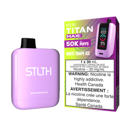 [sth3119b-mb] Manitoba *EXCISED* Disposable Vape STLTH Titan Max 50K White Grape Ice Box of 4