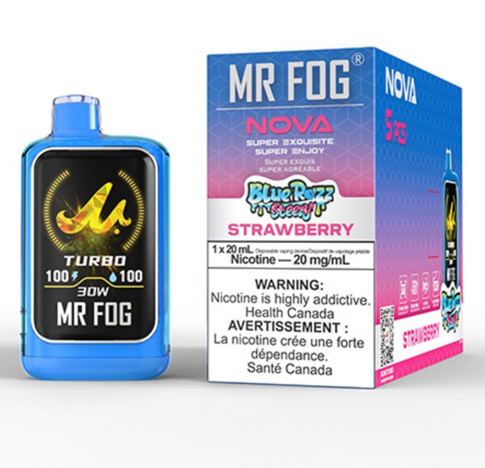 Federal *EXCISED* Disposable Vape Mr Fog NOVA Blue Razz Steezy Strawberry Box of 5