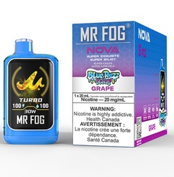 Federal *EXCISED* Disposable Vape Mr Fog NOVA Blue Razz Steezy Grape Box of 5