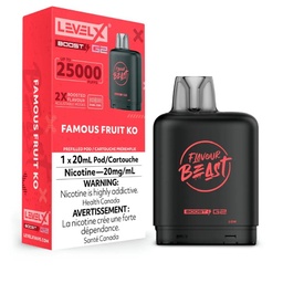 [fvb1517b-mb] Manitoba *EXCISED* Nicotine Pod Flavour Beast Level X Boost G2 Famous Fruit KO Box of 6