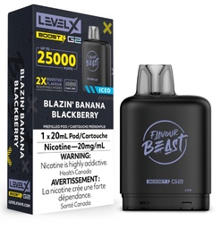 [fvb1530b-mb] Manitoba *EXCISED* Nicotine Pod Flavour Beast Level X Boost G2 Blazin' Banana Blackberry Box of 6