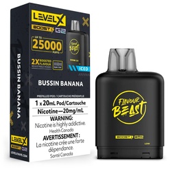 [fvb1501b-mb] Manitoba *EXCISED* Nicotine Pod Flavour Beast Level X Boost G2 Bussin Banana Iced Box of 6