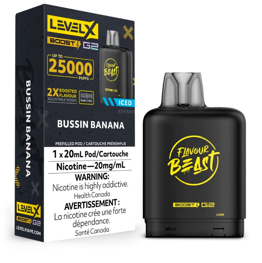 Manitoba *EXCISED* Nicotine Pod Flavour Beast Level X Boost G2 Bangin' Blood Orange Iced Box of 6