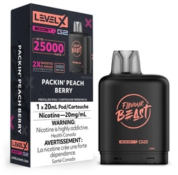 [fvb1509b-mb] Manitoba *EXCISED* Nicotine Pod Flavour Beast Level X Boost G2 Packin' Peach Berry Box of 6