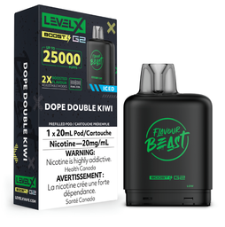[fvb1538b-mb] Manitoba *EXCISED* Nicotine Pod Flavour Beast Level X Boost G2 Dope Double Kiwi Box of 6