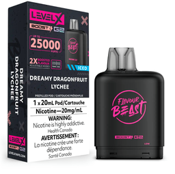 [fvb1539b-mb] Manitoba *EXCISED* Nicotine Pod Flavour Beast Level X Boost G2 Dreamy Dragonfruit Lychee Iced Box of 6