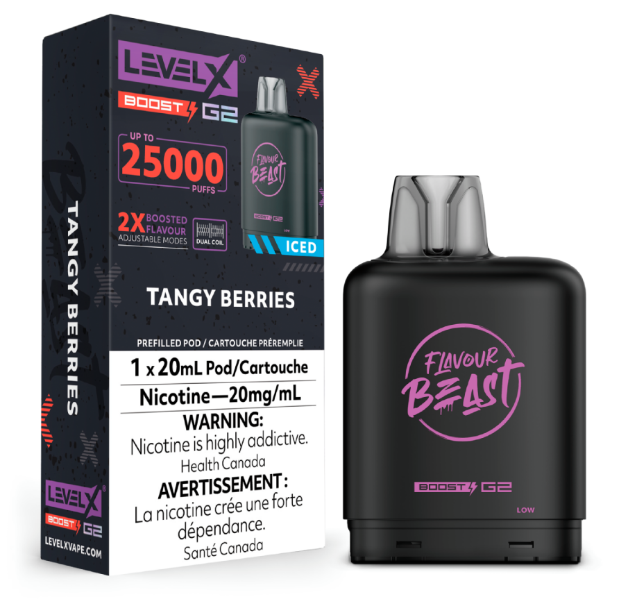 Manitoba *EXCISED* Nicotine Pod Flavour Beast Level X Boost G2 Tangy Berries Box of 6
