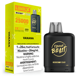[fvb1560b-mb] Manitoba *EXCISED* Nicotine Pod Flavour Beast Level X Boost G2 Vanana Box of 6