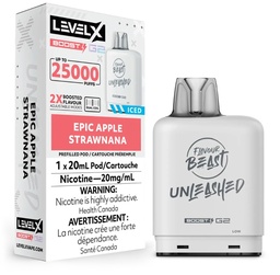 [fvb2116b-mb] Manitoba *EXCISED* Nicotine Pod Flavour Beast Level X Unleashed Boost G2 Epic Apple Strawnana Box of 6