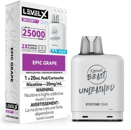 [fvb2121b-mb] Manitoba *EXCISED* Nicotine Pod Flavour Beast Level X Unleashed Boost G2 Epic Grape Box of 6