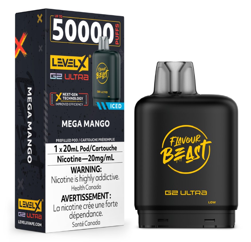 Manitoba *EXCISED* Nicotine Pod Flavour Beast G2 Ultra Mega Mango Box of 6