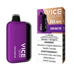 [vic2005b-mb] Manitoba *EXCISED* Disposable Vape Vice Ultra 60K Coco Razz Ice Box of 4