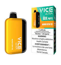 [vic2013b-mb] Manitoba *EXCISED* Disposable Vape Vice Ultra 60K Mango Dew Ice Box of 4