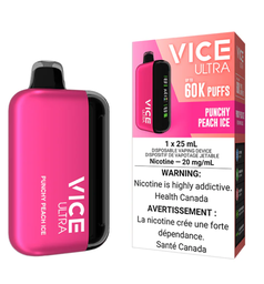 [vic2017b-mb] Manitoba *EXCISED* Disposable Vape Vice Ultra 60K Punchy Peach Ice Box of 4