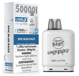 [fvb2301b-mb] Manitoba *EXCISED* Nicotine Pod Flavour Beast Level X Unleashed G2 Ultra Epic Blue Razz Box of 6