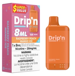 [dpv1707b-mb] Manitoba *EXCISED* Disposable Vape Drip'n Envi 8ML Raspberry Peach Mango Ice Box of 5